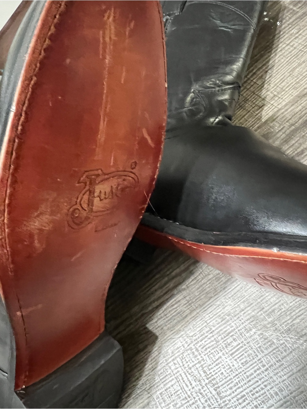 Justin Roper Boots Black Leather Western Boots 3133 - SZ 9B - Picture 9 of 13